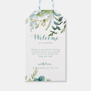 Vintage Grüne Eukalyptus-Hochzeit Geschenkanhänger