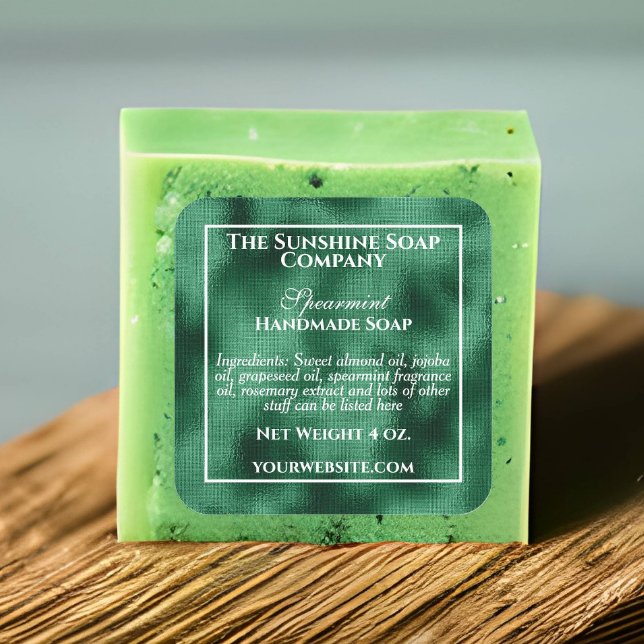 Vintage grüne Folienseife und Kosmetik Quadratischer Aufkleber (Von Creator hochgeladen)