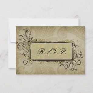 Vintage grüne Hochzeit RSVP Standard 3,5 x 5 Karte