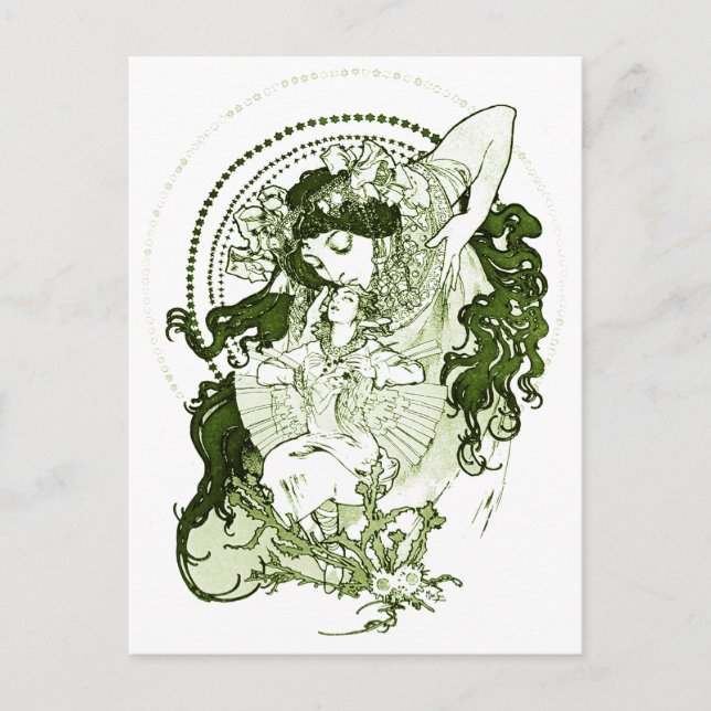 Vintage grüne Ladenkunst Postkarte (Vorderseite)
