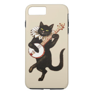 Vintage grüne mit Augen schwarze Katze spielt ein iPhone 8 Plus/7 Plus Hülle