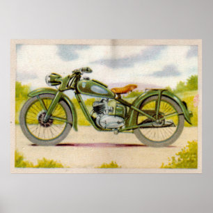 Vintage grüne Motorraddruckmaschine Poster