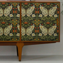Vintage-grüne Motten-Decoupage-Seidenpapier