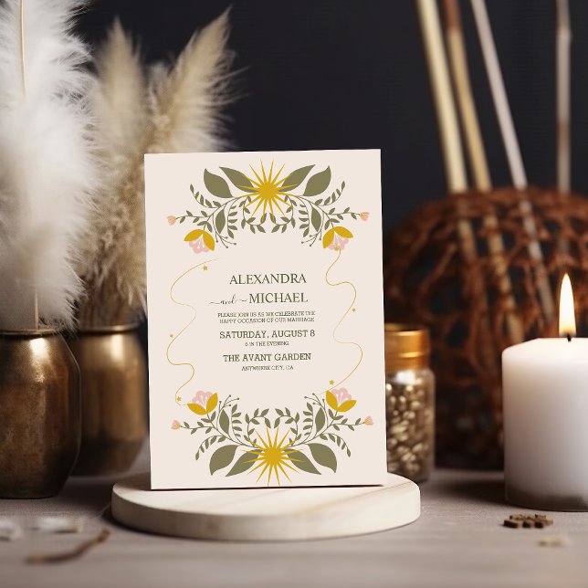 Vintage grüne mystische botanische Hochzeit Einladung (Von Creator hochgeladen)