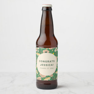 Vintage grüne rosa Blumenstuhlparty Custom Bierflaschenetikett