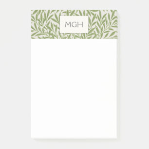 Vintage grüne Weidenblätter Monogramm Post-it Klebezettel