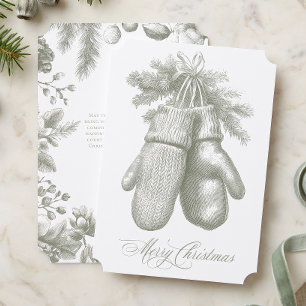 Vintage Grüne Winter Botanische Frohe Weihnachten
