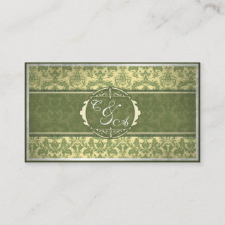 Vintage Grünen Damast Hochzeit-Platzkarte Platzkarte