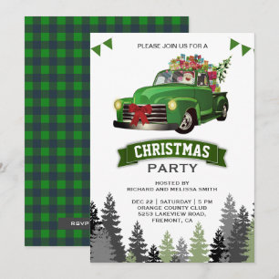 Vintage-Grüner-LKW-Weihnachtsfeier Einladung