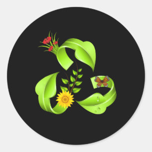Vintage Grünes Recycling-Symbol Neuheit Erdentag R Runder Aufkleber