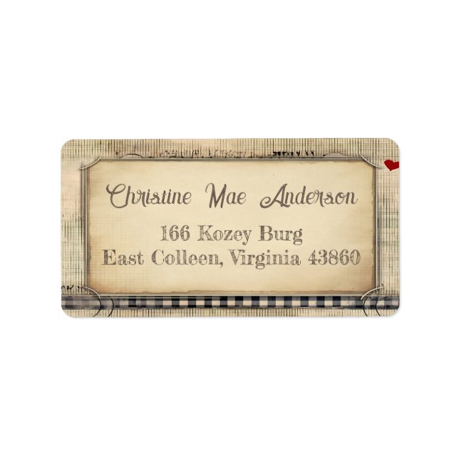 Vintage Grunge-Adresse / Versand / Book Label Adressaufkleber (Vorne)