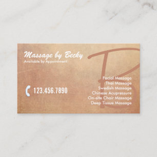 Vintage Grunge Alte Massage Therapie Visitenkarte