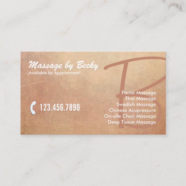 Vintage Grunge Alte Massage Therapie Visitenkarte (Vorderseite)