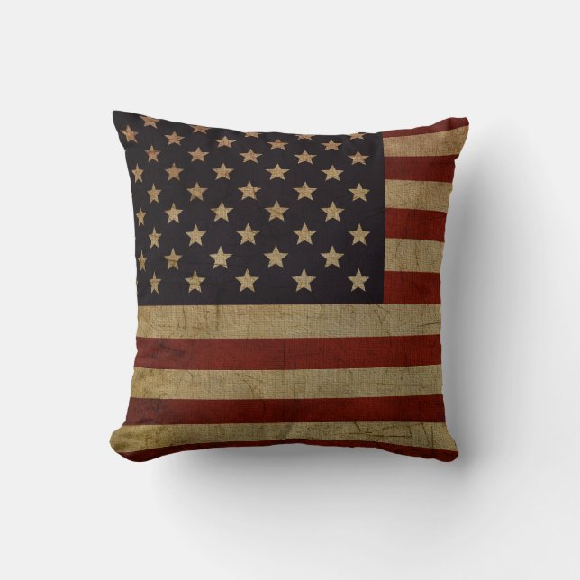 Vintage Grunge American Flag Kissen (Vorderseite)