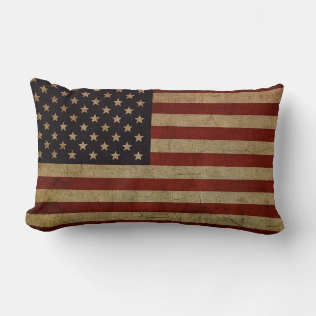 Vintage Grunge American Flag Lendenkissen (Vorderseite)