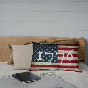 Vintage Grunge Amerikanische Flagge 1776 Kissen Für Draußen