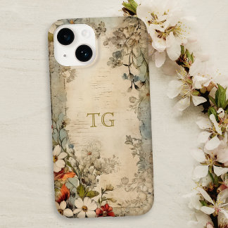 Vintage Grunge Artisan Botanische Monogramm Case-Mate iPhone 14 Hülle