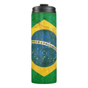 Vintage Grunge Brasilienflagge Thermosbecher