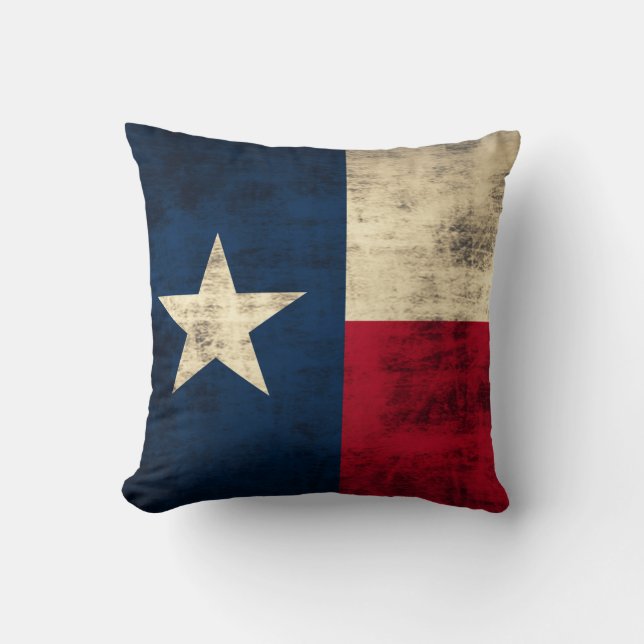 Vintage Grunge-Flagge von Texas Kissen (Vorderseite)