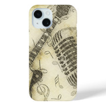 Vintage Grunge Gitarre und Mikrofon iPhone Case