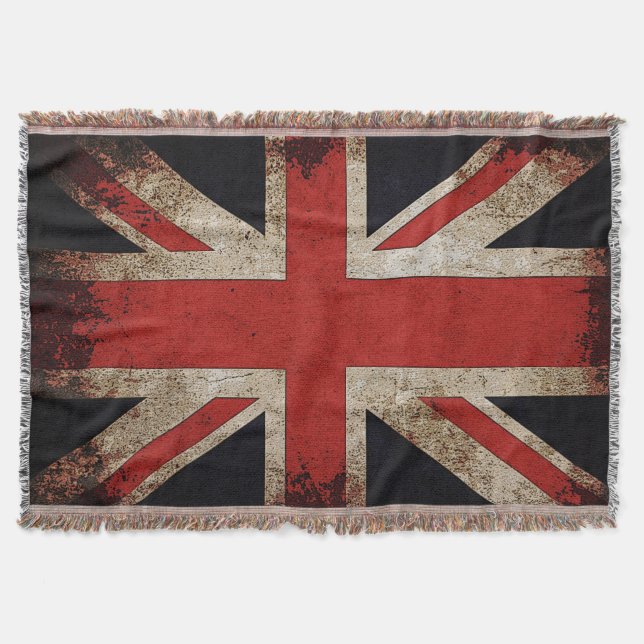 Vintage Grunge Großbritannien-Flagge Decke (Vorderseite)