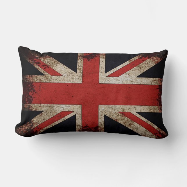 Vintage Grunge Großbritannien-Flagge Lendenkissen (Vorderseite)