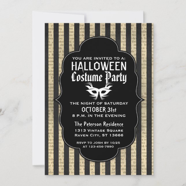 Vintage Grunge Halloween-Kostüme-Party Einladungen (Vorderseite)