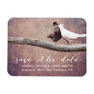 Vintage-Grunge-Hochzeitstauben Vögel Save-the-Date Magnet