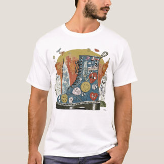 Vintage Grunge Kampfstiefel Aufkleber Grafik Weiß T-Shirt