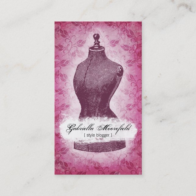 Vintage Grunge-Rosa-Mode-Geschäfts-Karten Visitenkarte (Vorderseite)
