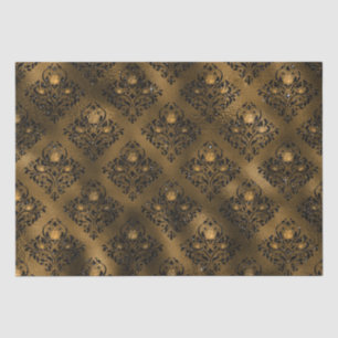Vintage Grunge Schwarz und Gold Rose Damast Seidenpapier