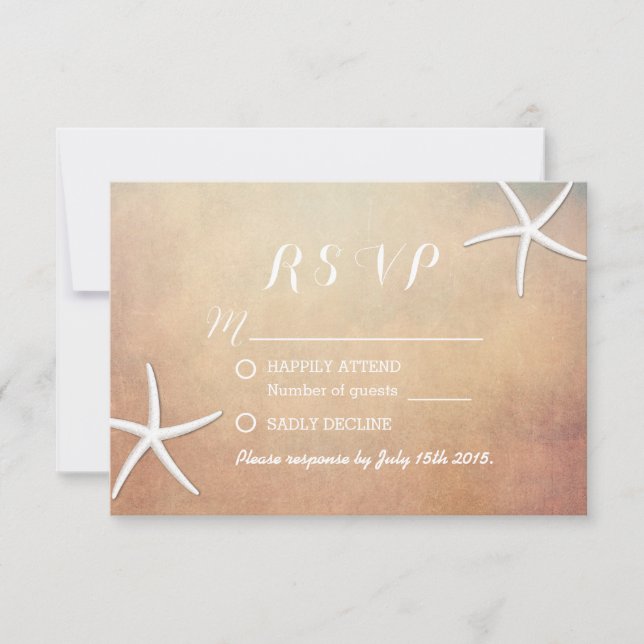 Vintage Grunge Starfish Beach Wedding RSVP (Devant)