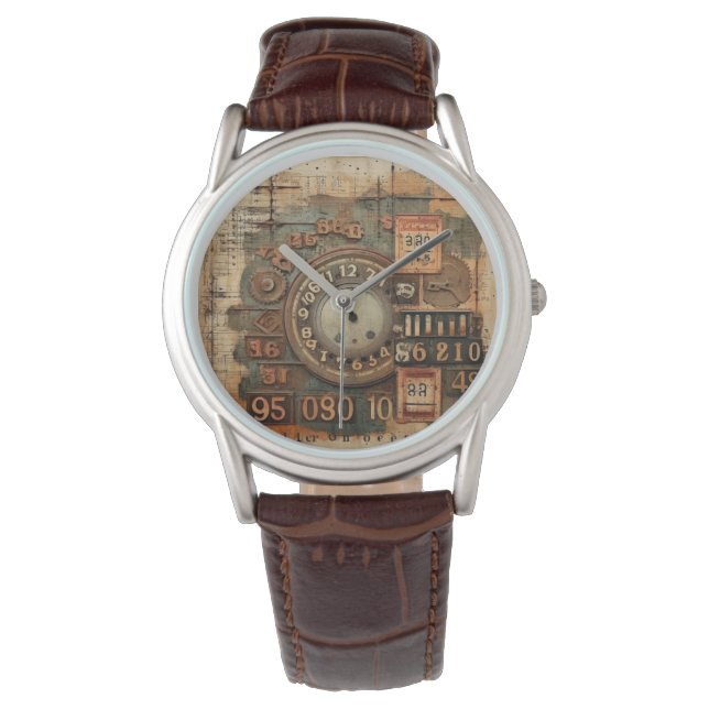 Vintage Grunge-Uhr Armbanduhr (Vorderseite)