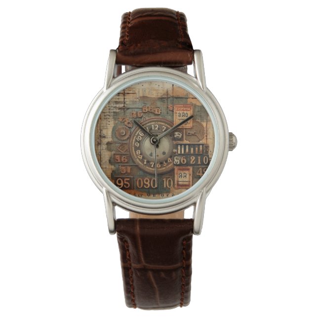 Vintage Grunge-Uhr Armbanduhr (Vorderseite)