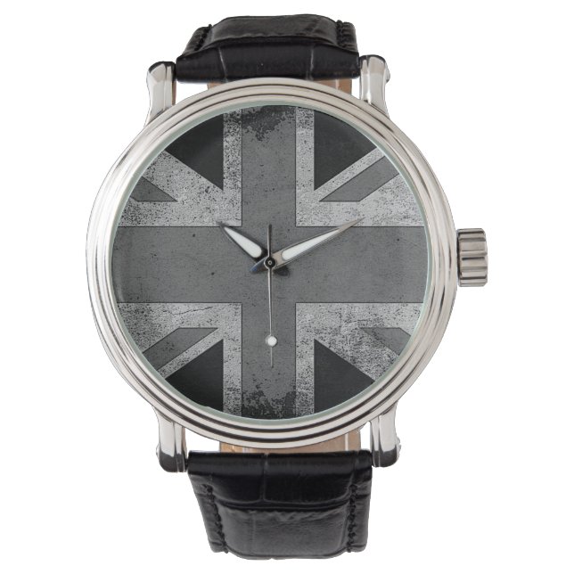 Vintage Grunge UK-Flagge Armbanduhr (Vorderseite)