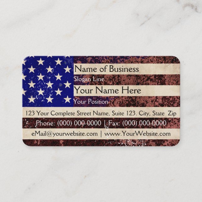 Vintage Grunge unter amerikanischer Flagge Visitenkarte (Vorderseite)