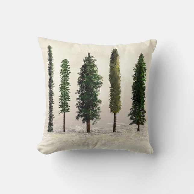 Vintage Grünwaldbäume Rustikale Woodsy Kissen (Vorderseite)