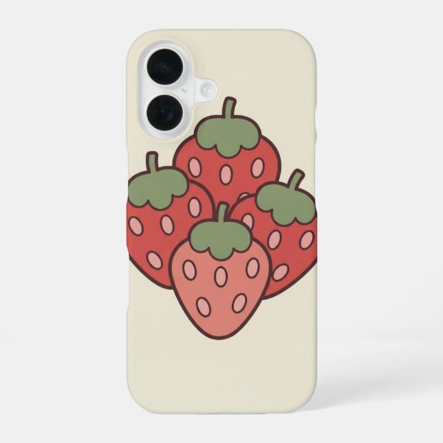 Vintage gruppierte Erdbeeren iPhone 16 Hülle (Rückseite)