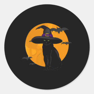 Vintage Grusel Halloween schwarzes Katzenkostüm He Runder Aufkleber