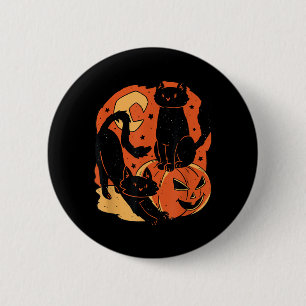 Vintage gruselige Halloween-Schwarze Katzen und Kü Button
