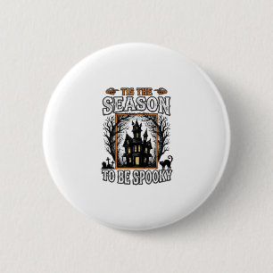 Vintage Gruselige Saison Geisterhaus Halloween Des Button