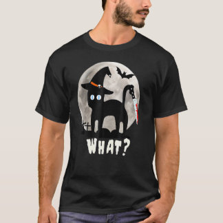 Vintage Gruselige Schwarze Katze Halloween-Kostüm T-Shirt