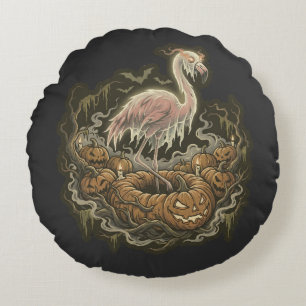 Vintage gruseliger Flamingo Halloween-Design Rundes Kissen