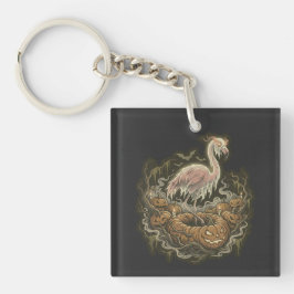 Vintage gruseliger Flamingo Halloween-Design Schlüsselanhänger