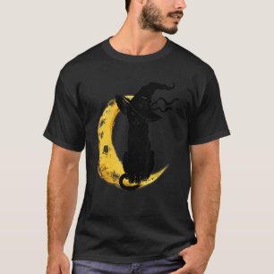 Vintage Gruseliger Halloween-Schwarze-Katze-Kostüm T-Shirt