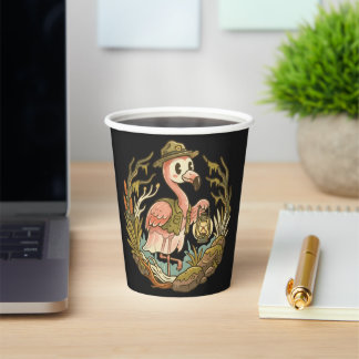 Vintage gruseliges Sumpf-Flamingo-Design Pappbecher