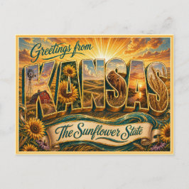 Vintage Gruß aus Kansas von einer Postkarte