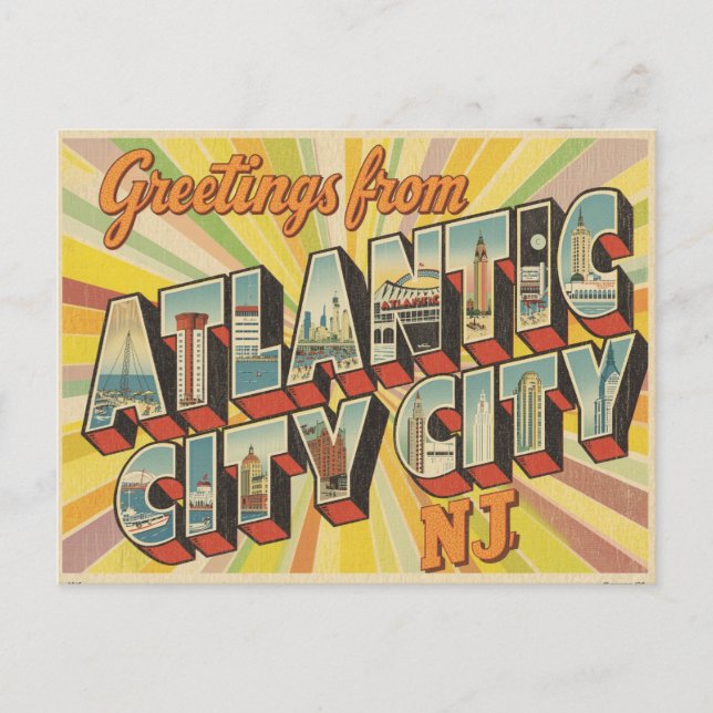 Vintage "Gruß von Atlantic City, NJ" Postkarte (Vorderseite)