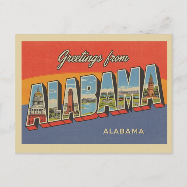 Vintage "Grüße aus Alabama" Postkarte (Vorderseite)