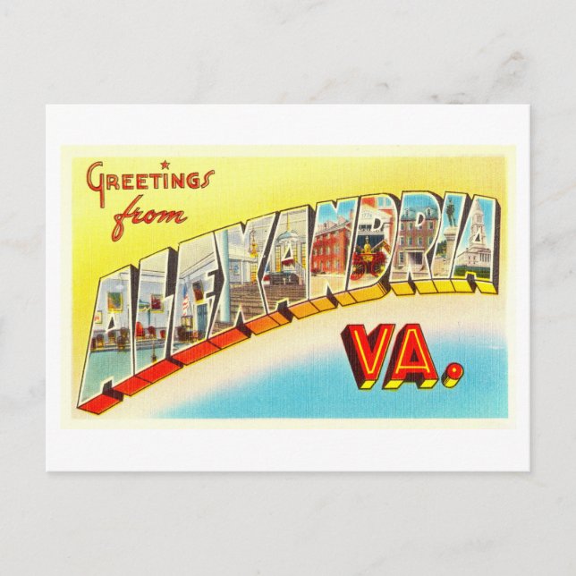 Vintage Grüße aus Alexandria, Virginia Postkarte (Vorderseite)